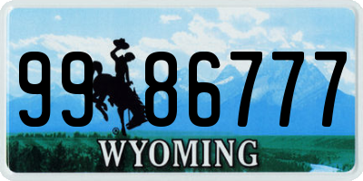 WY license plate 9986777
