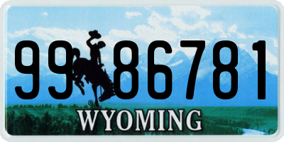 WY license plate 9986781