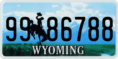 WY license plate 9986788