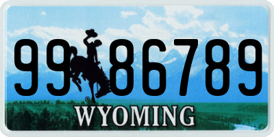 WY license plate 9986789