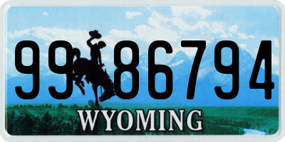 WY license plate 9986794