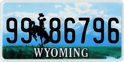 WY license plate 9986796