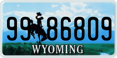 WY license plate 9986809