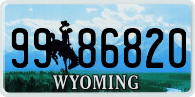 WY license plate 9986820
