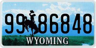 WY license plate 9986848