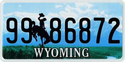 WY license plate 9986872