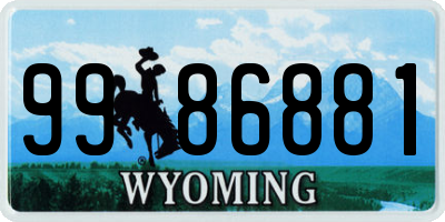 WY license plate 9986881