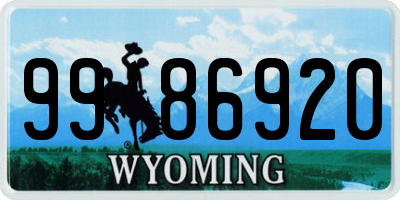 WY license plate 9986920