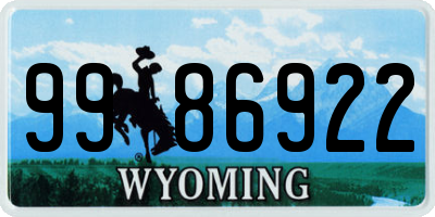 WY license plate 9986922