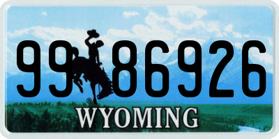 WY license plate 9986926