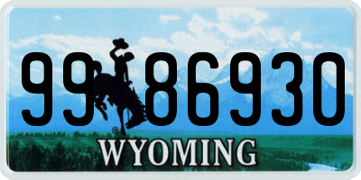 WY license plate 9986930