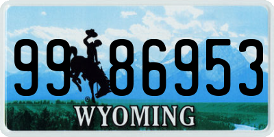 WY license plate 9986953