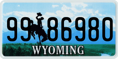 WY license plate 9986980