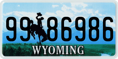 WY license plate 9986986