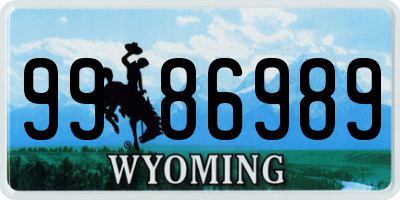WY license plate 9986989