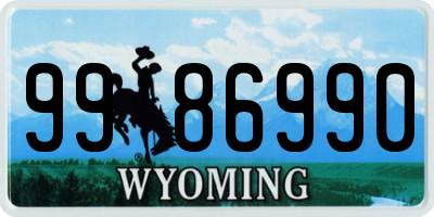 WY license plate 9986990