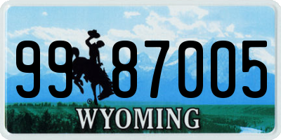 WY license plate 9987005