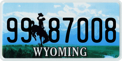 WY license plate 9987008