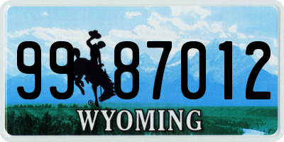WY license plate 9987012