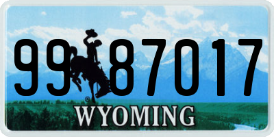 WY license plate 9987017
