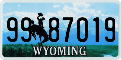 WY license plate 9987019