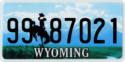 WY license plate 9987021