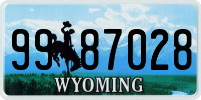 WY license plate 9987028