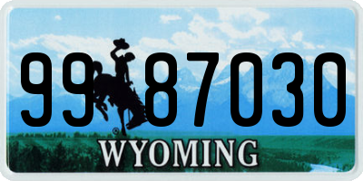 WY license plate 9987030