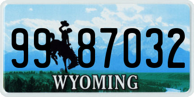 WY license plate 9987032