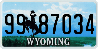 WY license plate 9987034