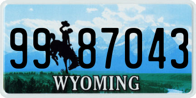 WY license plate 9987043
