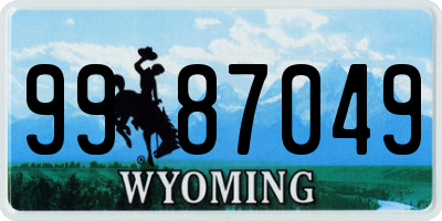 WY license plate 9987049