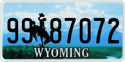 WY license plate 9987072