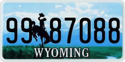 WY license plate 9987088