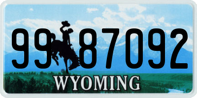 WY license plate 9987092