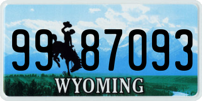 WY license plate 9987093