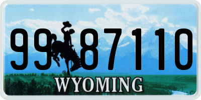 WY license plate 9987110