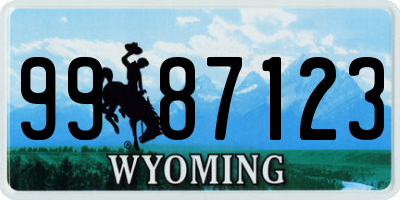 WY license plate 9987123