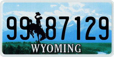 WY license plate 9987129