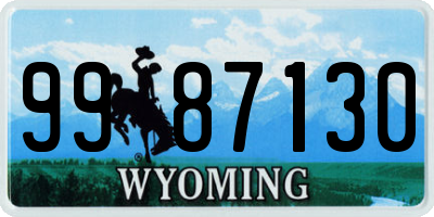 WY license plate 9987130