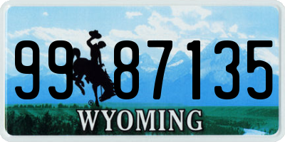 WY license plate 9987135