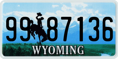 WY license plate 9987136