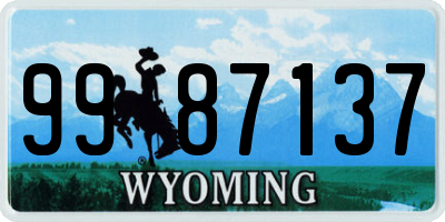 WY license plate 9987137