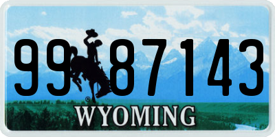WY license plate 9987143