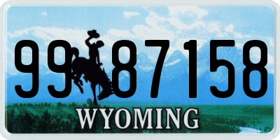 WY license plate 9987158