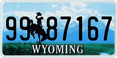 WY license plate 9987167