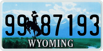 WY license plate 9987193
