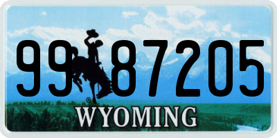 WY license plate 9987205