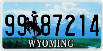 WY license plate 9987214