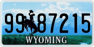 WY license plate 9987215